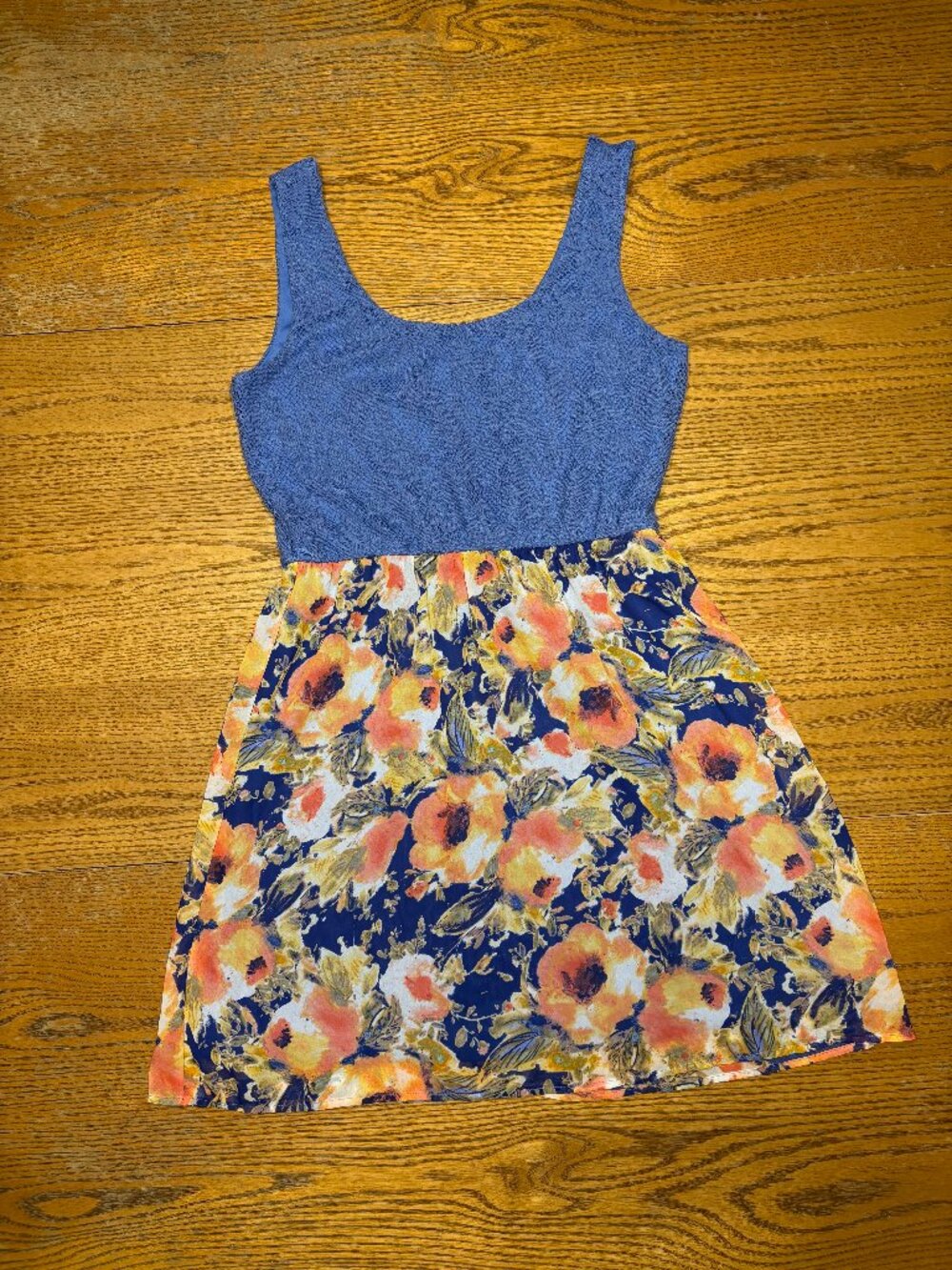 Floral Mini Dress with Lace Bodice